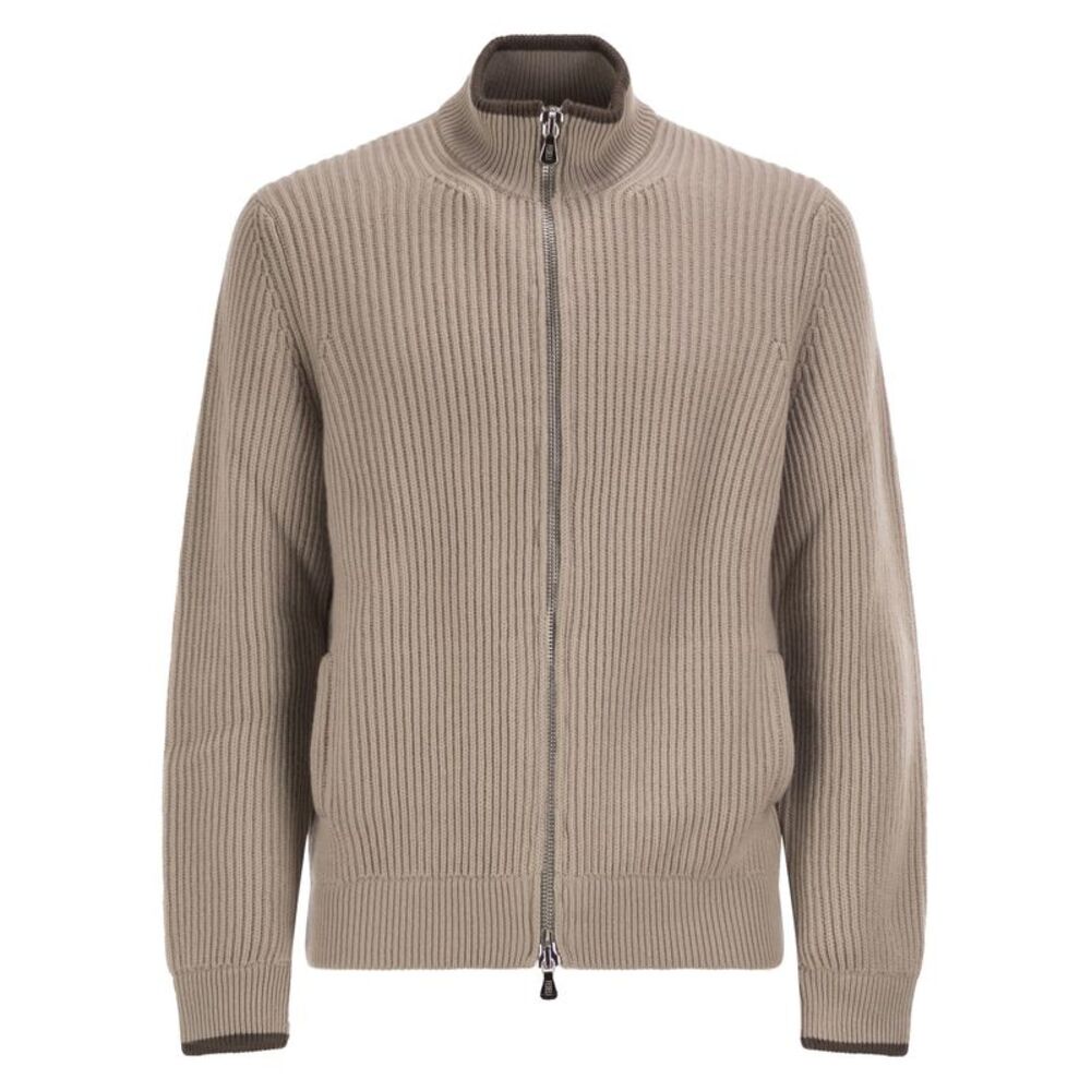 Fedeli Men Full-Zip Cashmere Rib-Knit Cardigan